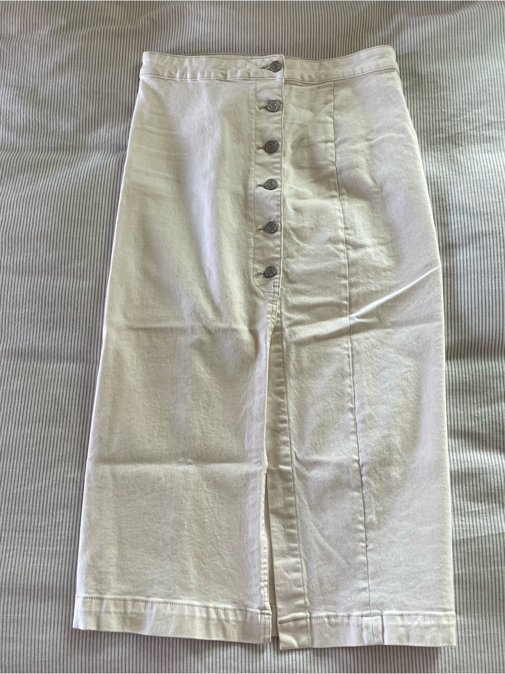 Free People White Button-Front Midi Skirt